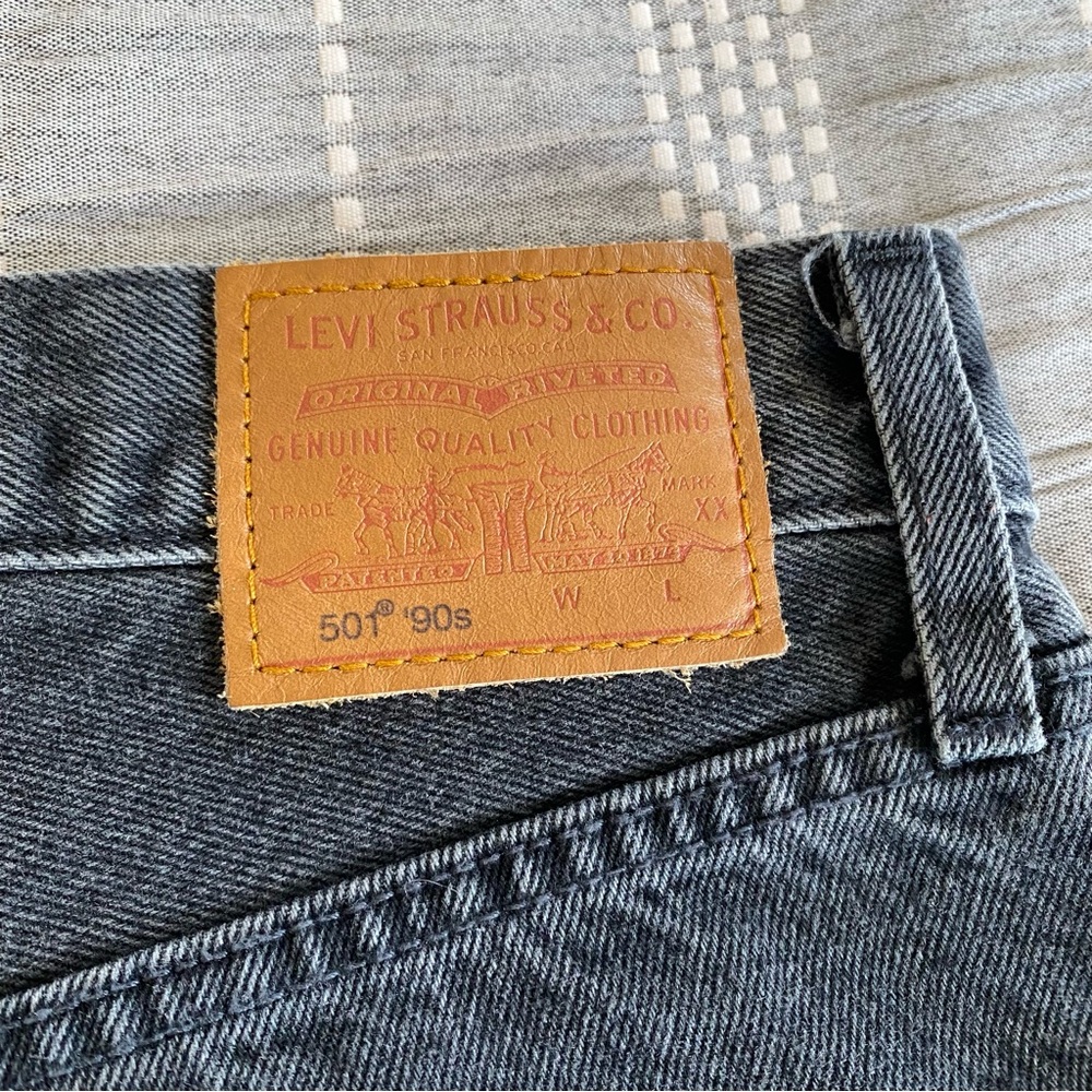 Levi’s 501 ‘90s Ankle Faded Black 100% Cotton Denim Jeans Straight 26 x 27 - Picture 6 of 11